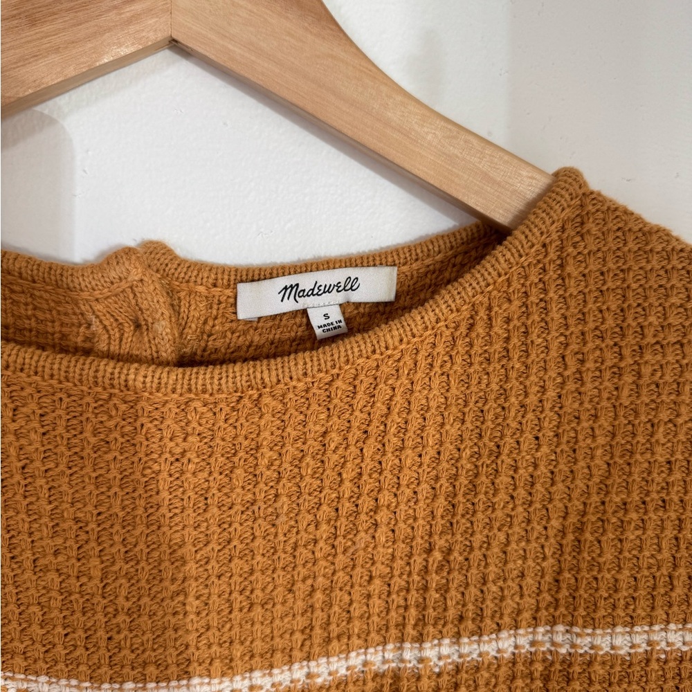 Madewell Tan and White Striped Short Sleeve Top - Picture 5 of 5